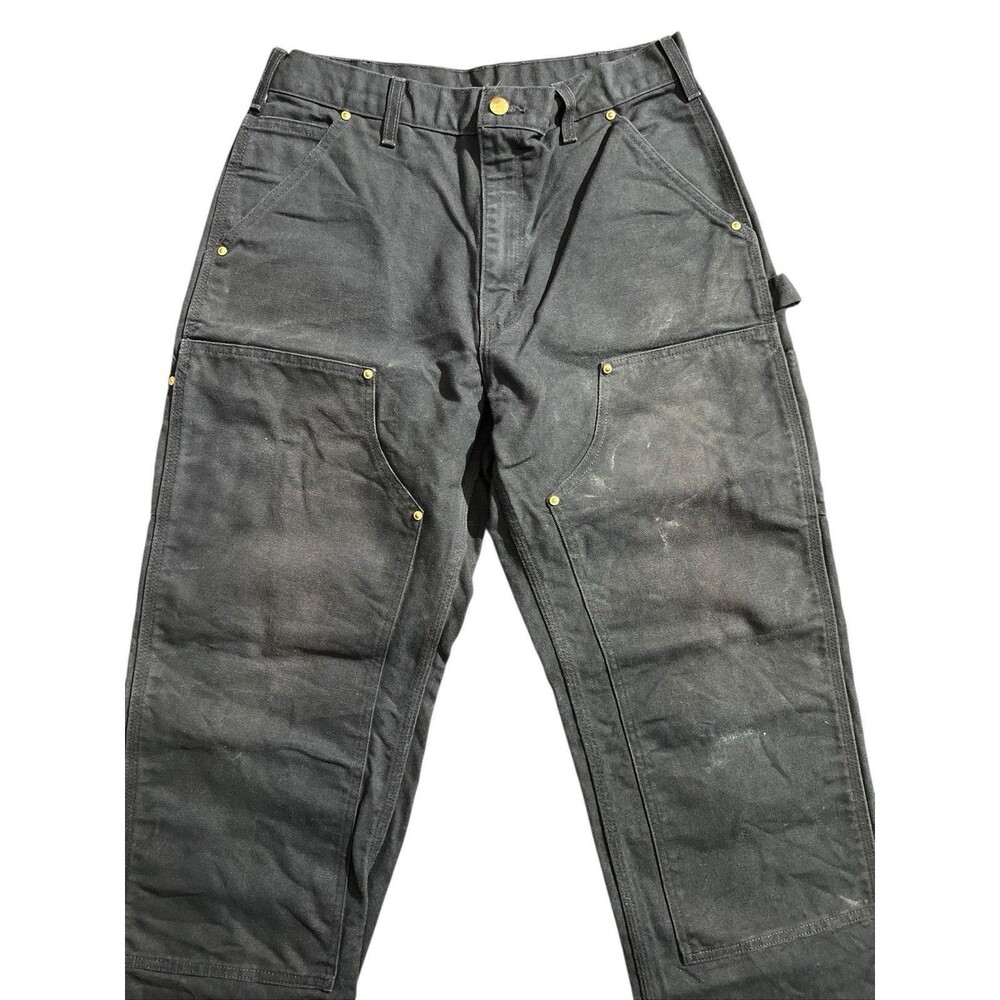 Carhartt B01 BLK Double Knee Double Front Work Wear Pants Loose Fit 33 X 34 - Picture 2 of 8